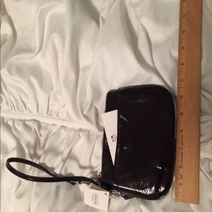 1 Brown patent leather Coach wristlet NWT